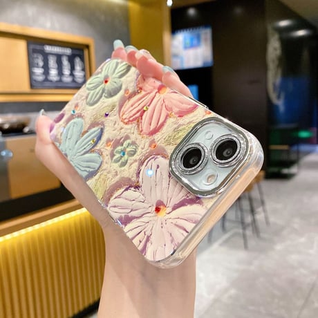 Pastel flower silver hole iphoneケース スマホケース