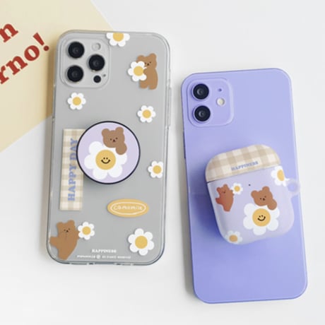 [韓国商品] Happy day bear Clear/Hard iPhone case 463