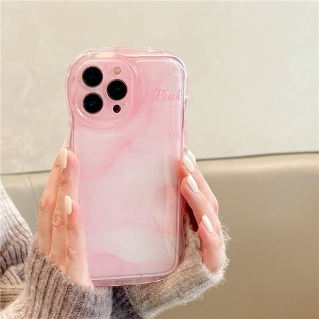 Pink grey marble iphoneケース スマホケース