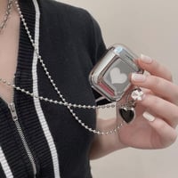 Love black pendant silver airpods case