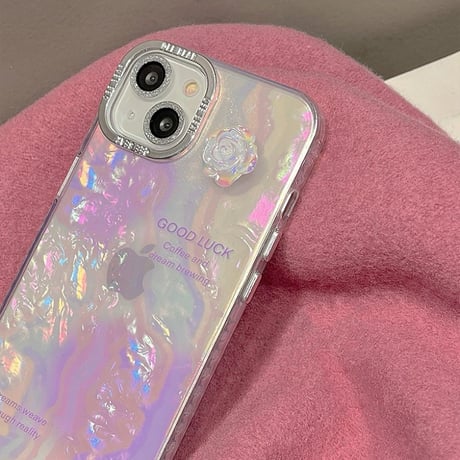 White purple marble aurora iphoneケース スマホケース