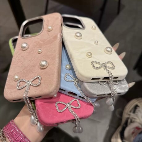 Pearl jewel ribbon 6colors iphoneケース