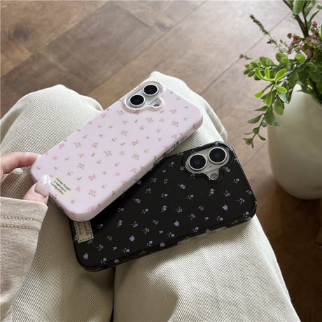 Pink black petite flower iphoneケース