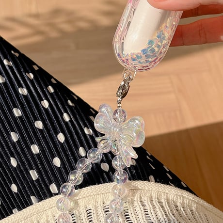 Pastel ribbon quicksand strap airpodsケース