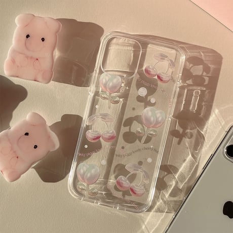 [韓国商品] White cherry jellhard iPhone/Galaxy Case  (透明)