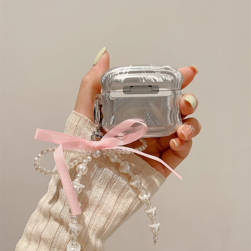 注目ショップ strap wave silver ribbon Pink airpodsケース Etoilee | リュック・バックパック