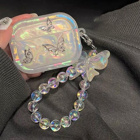 Aurora butterfly ribbon strap airpodsケース