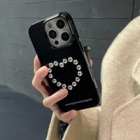 White black heart beads iphoneケース