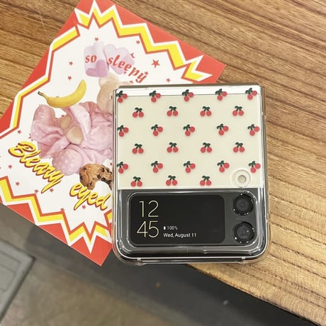 [韓国商品] Cherry pattern clear hard Z Flip3 case