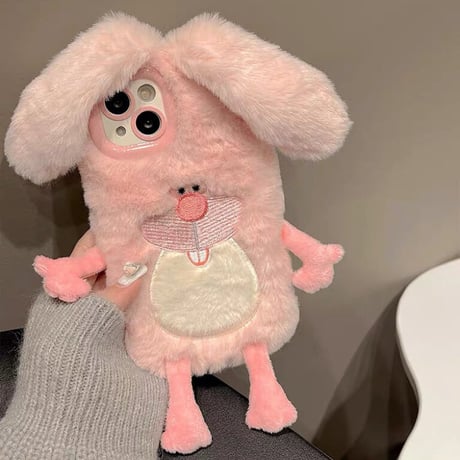 Pink rabbit fur iphoneケース スマホケース