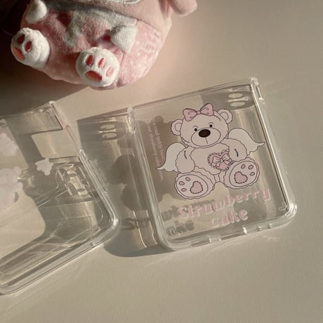 [韓国商品] Ribbon pink bear jellhard Z Flip3 case