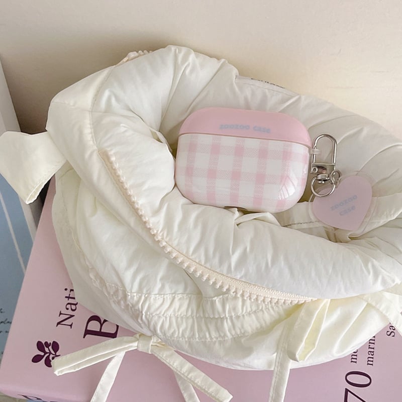 Pink check heart strap airpodsケース | Etoilee Pink check heart strap airpodsケース | Etoilee