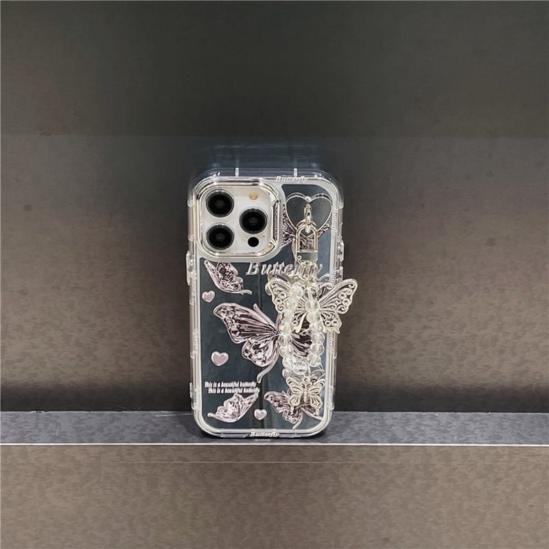 Butterfly silver strap iphoneケース スマホケース | Etoilee Butterfly silver strap iphoneケース スマホケース | Etoilee