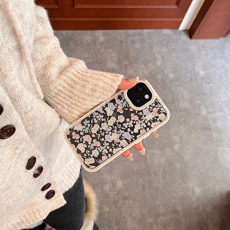 Rabbit flower white jewel line iphoneケース