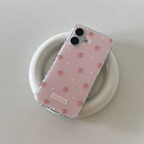 Pink strawberry glitter iphoneケース