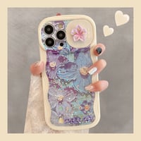 Blue flower mirror cover iphoneケース スマホケース アイフォンケース