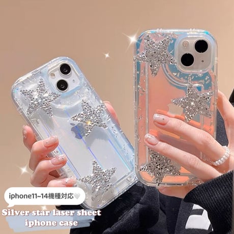 Silver star laser sheet iphoneケース