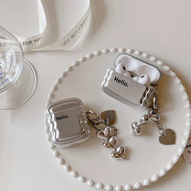 Hello silver wave airpodsケース | Etoilee Hello silver wave airpodsケース | Etoilee