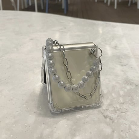 [韓国商品] Silver pearl chain Z Flip3 case
