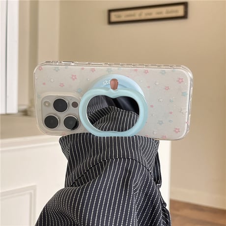 Blue apple mirror magsafe grip iphoneケース 【Magsafe対応】