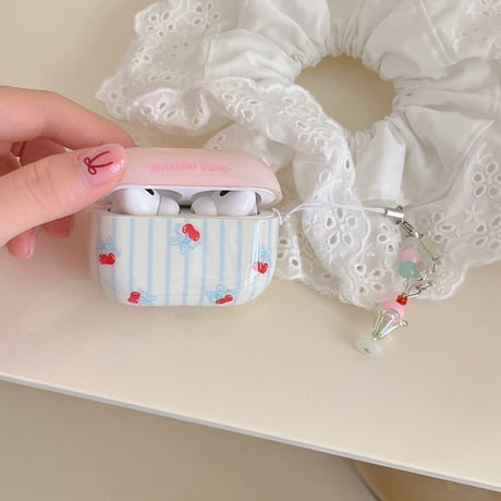 Cherry ribbon icecream strap airpodsケース