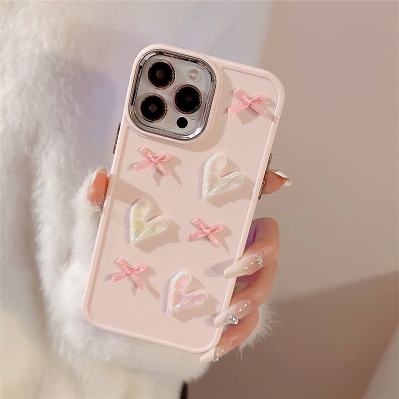 Ribbon aurora heart pink iphoneケース スマホケース | Eto Ribbon aurora heart pink iphoneケース スマホケース | Eto