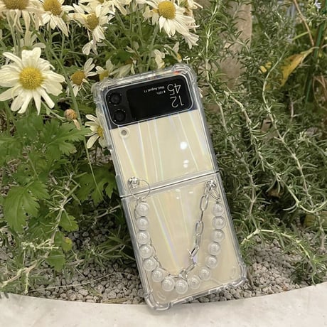 [韓国商品] Silver pearl chain Z Flip3 case