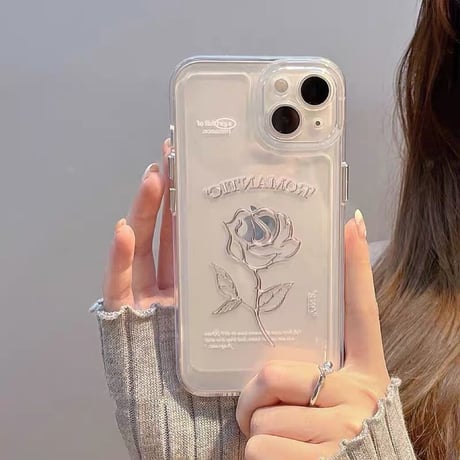 Silver rose printing iphoneケース