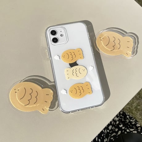 [韓国商品] Three Taiyaki iphone case + girp  set