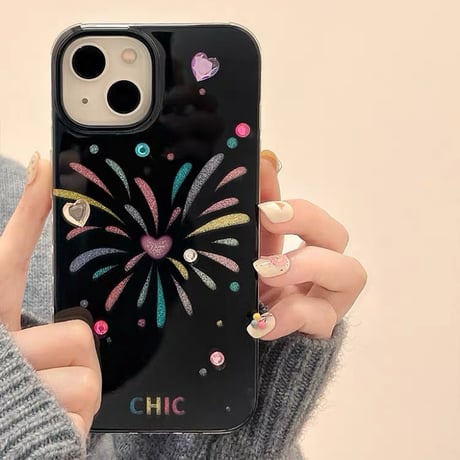 Heart firework glitter iphoneケース スマホケース