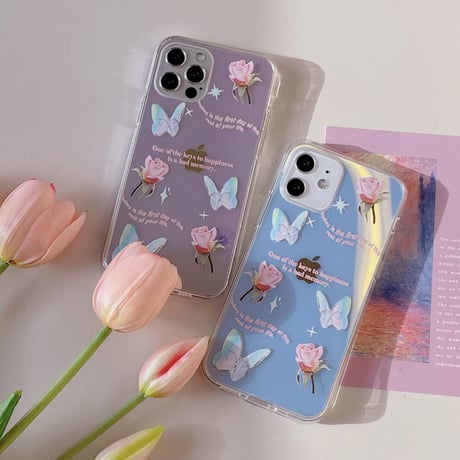 [韓国商品] Lillian Butterfly half mirror iphone case