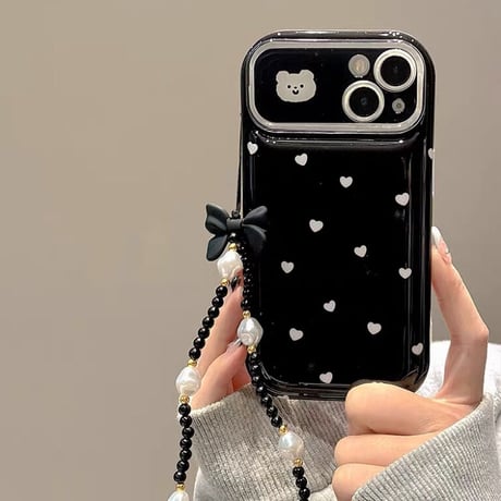Bear heart dot strap iphoneケース  スマホケース