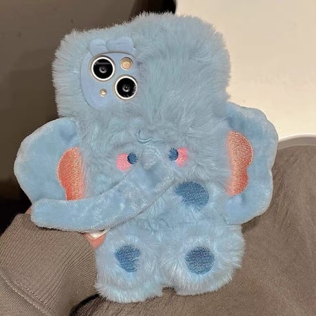 Blue elephant fur iphoneケース スマホケース