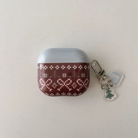 Ribbon winter pattern airpodsケース