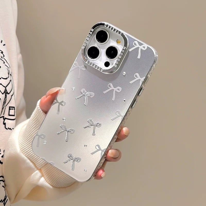 Ribbon matte silver iphoneケース | Etoilee Ribbon matte silver iphoneケース | Etoilee