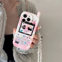 Pink cat phone strap iphoneケース