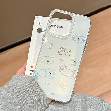 Animal doodle strap iphoneケース