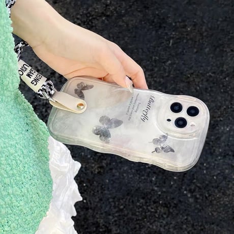 Butterfly marble strap iphoneケース スマホケース