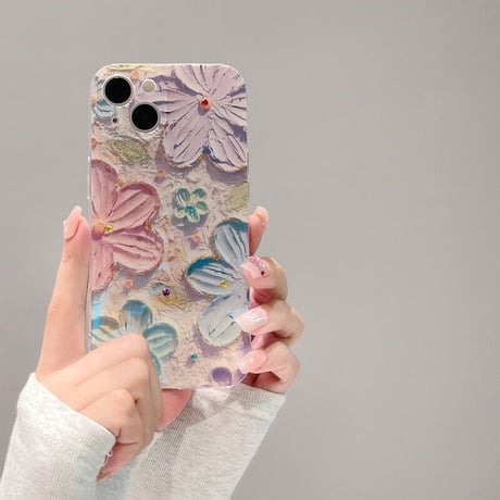 Pastel flower laser iphoneケース スマホケース アイフォンケース