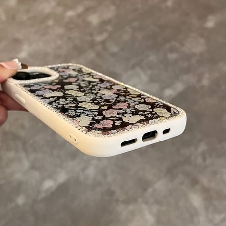 Rabbit flower white jewel line iphoneケース