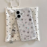 Black emoji white silver strap iphoneケース