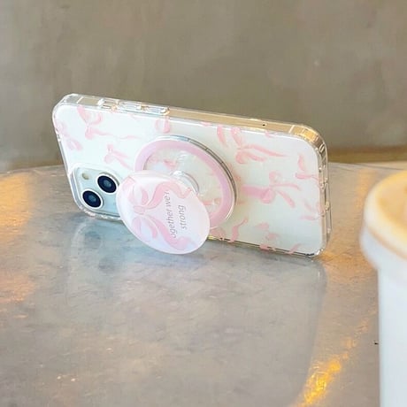 Pink ribbon grip iphoneケース スマホケース