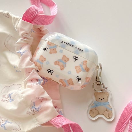 Bear ribbon strap airpodsケース