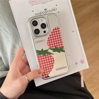 Check strawberry silver iphoneケース