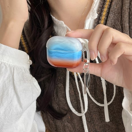 Blue brown gradient strap airpodsケース
