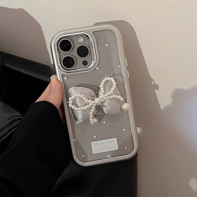 Silver ribbon white dot iphoneケース スマホケース | Etoilee Silver ribbon white dot iphoneケース スマホケース | Etoilee