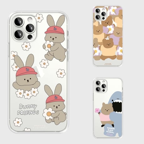 [韓国商品] Bunny quokka bear friendsケース(クリア)