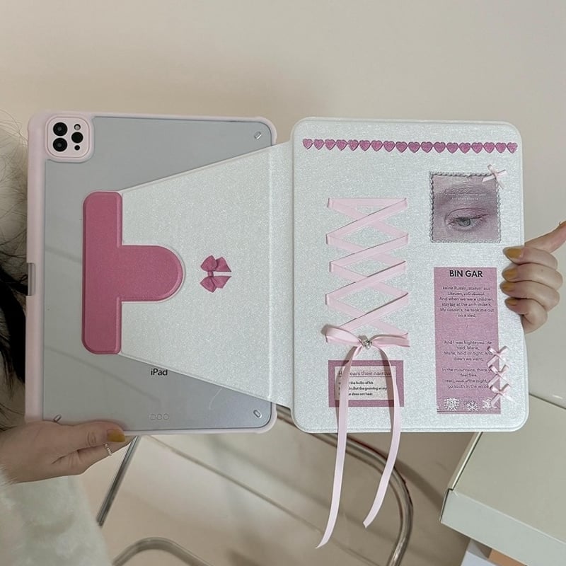 Pink long ribbon ipadケース アイパッドケース | Etoilee Pink long ribbon ipadケース アイパッドケース | Etoilee