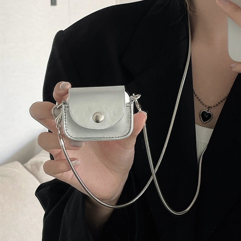 Silver long strap airpodsケース | Etoilee Silver long strap airpodsケース | Etoilee