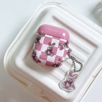 [韓国商品] Bunny pattern hard airpods case + acrylic keyring set